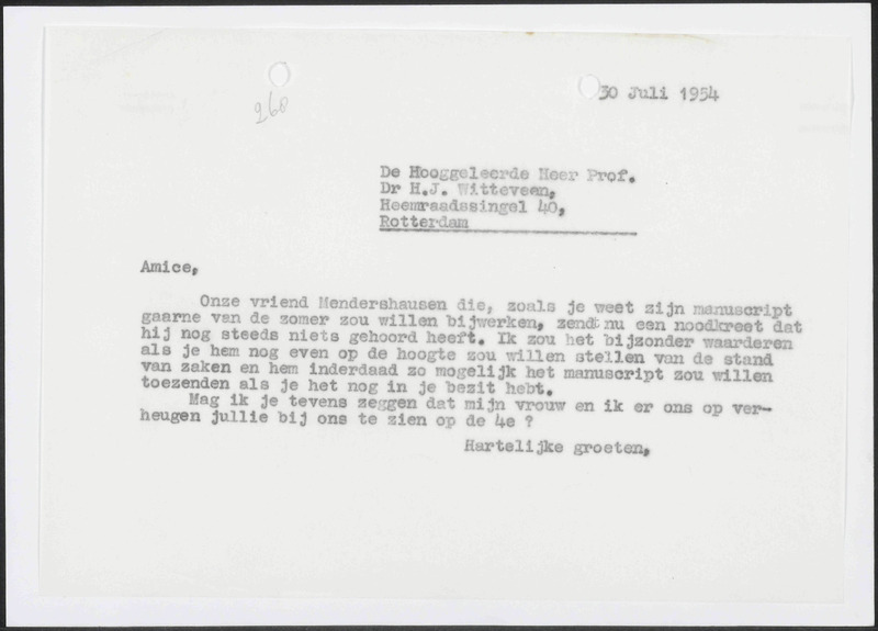 Letter to H.J. Witteveen