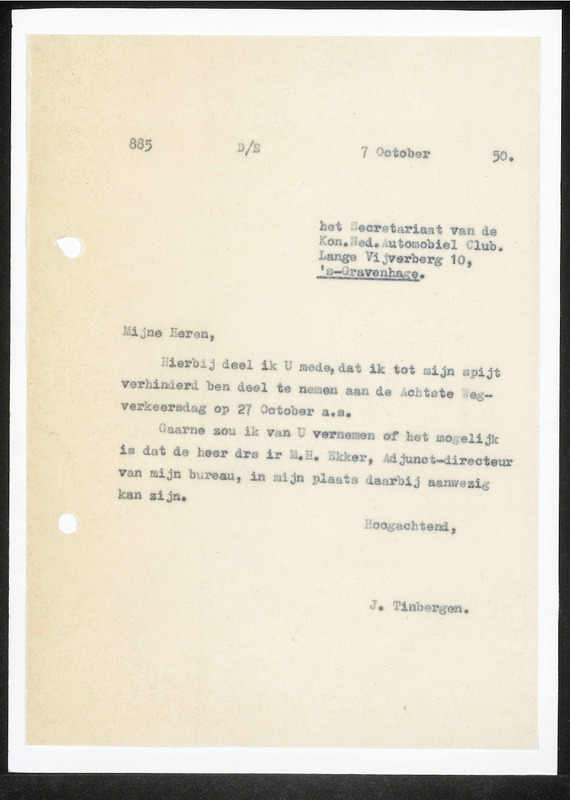 Letter to Koninklijke Nederlandse Automobiel Club