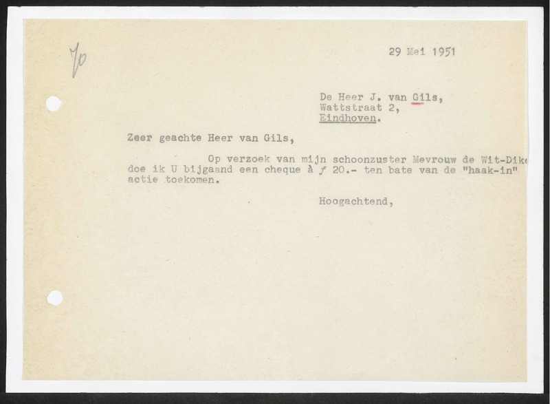 Letter to J. van Gils