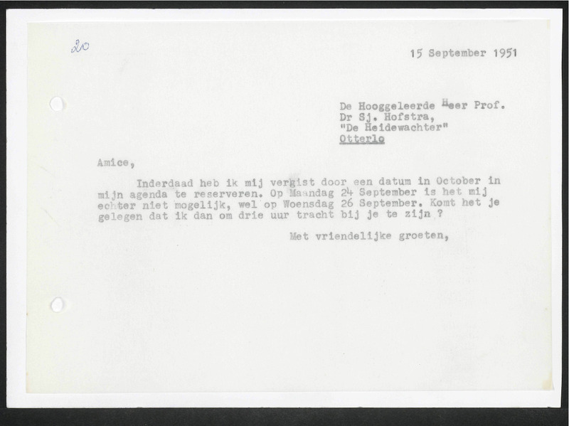 Letter to Sj. Hofstra
