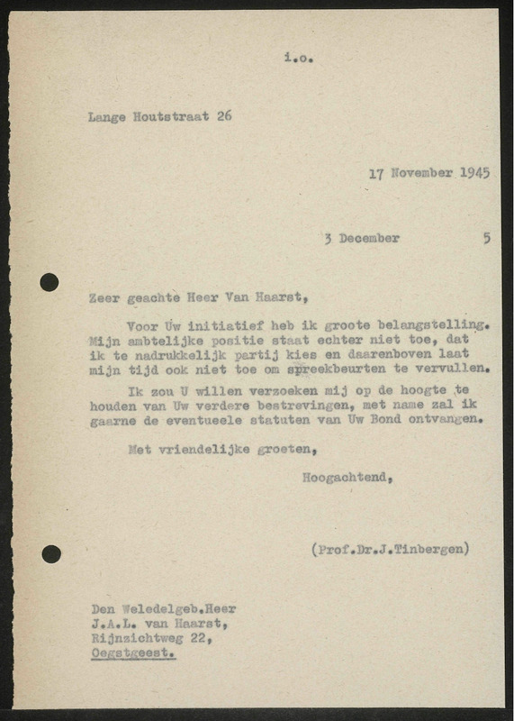 Letter to J.A.L. van Haarst