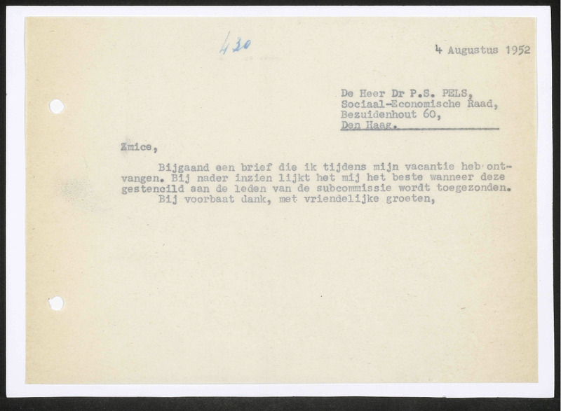 Letter to P.S. Pels