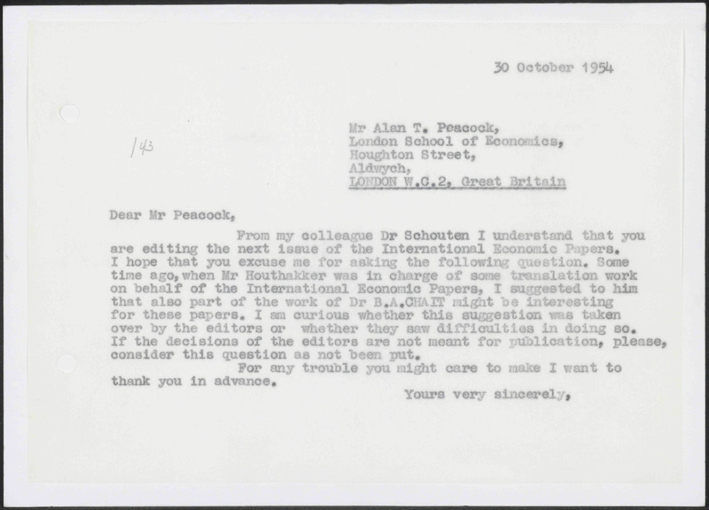 Letter to A.T. Peacock