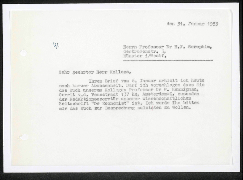 Letter to H.J. Seraphim