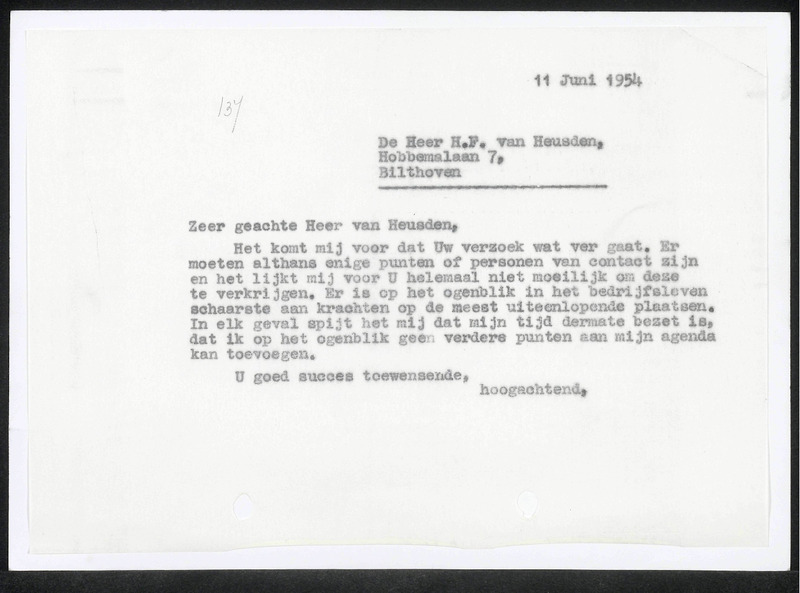 Letter to H.F. van Heusden