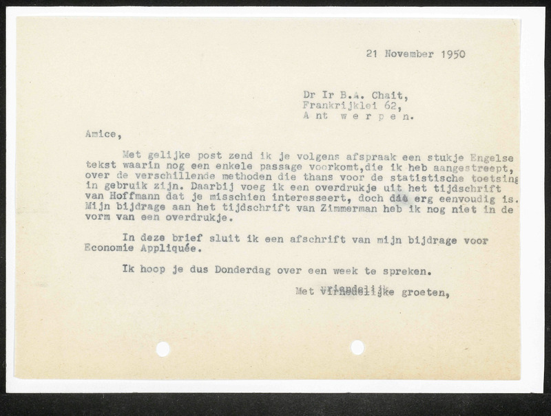 Letter to B.A. Chait