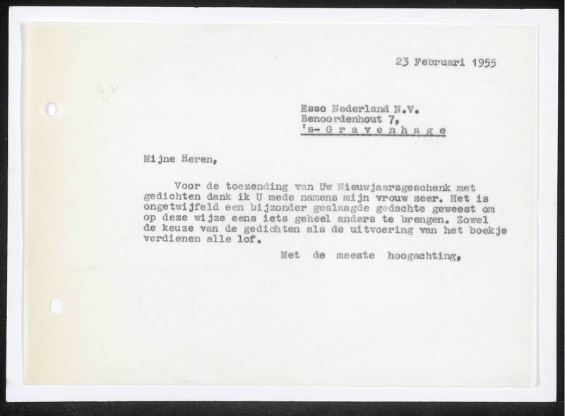Letter to Esso Nederland N.V.