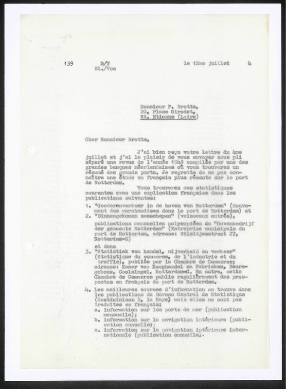 Letter to P. Brotte