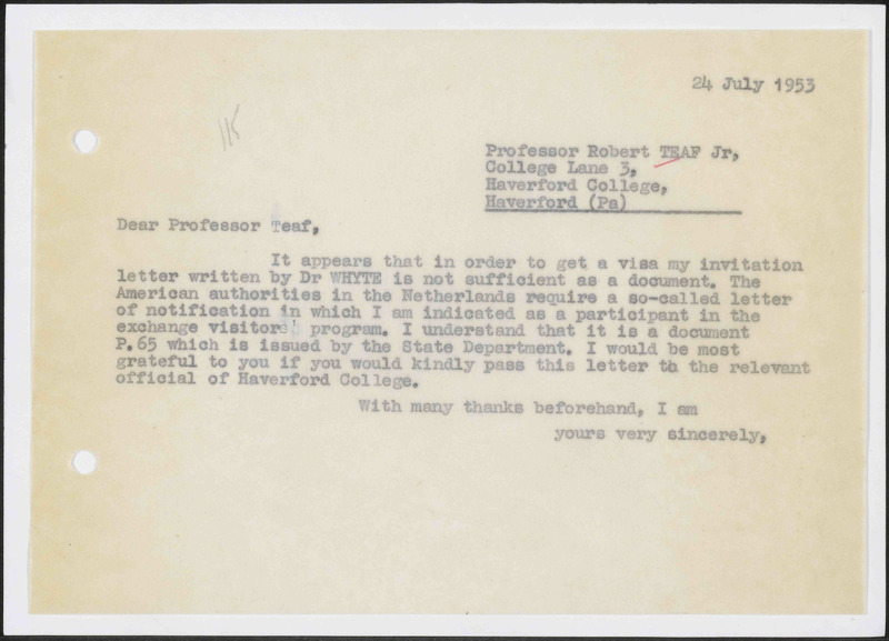 Letter to R.S. Jr. Teaf
