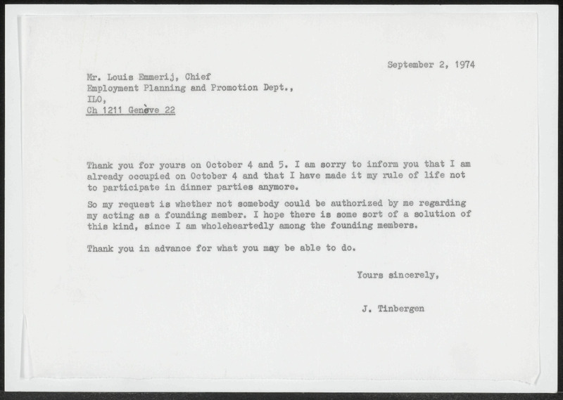 Letter to Louis Emmerij