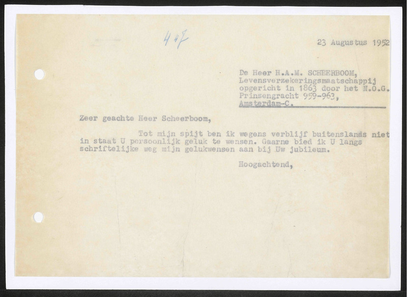 Letter to H.A.M. Scheerboom