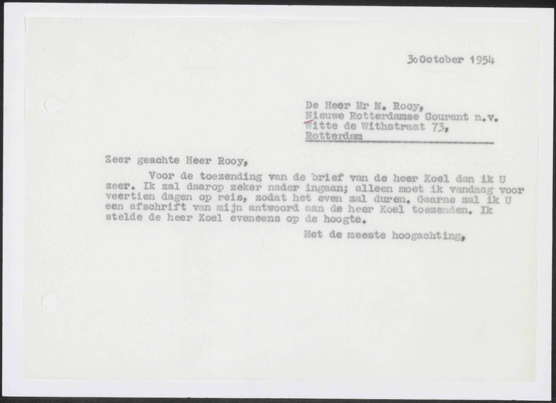 Letter to M. Rooy