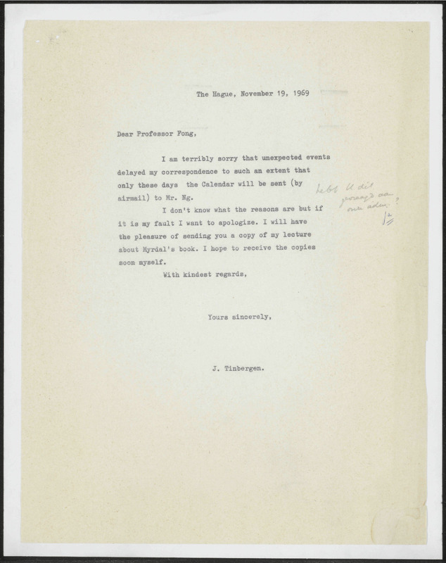 Letter to H.D. Fong