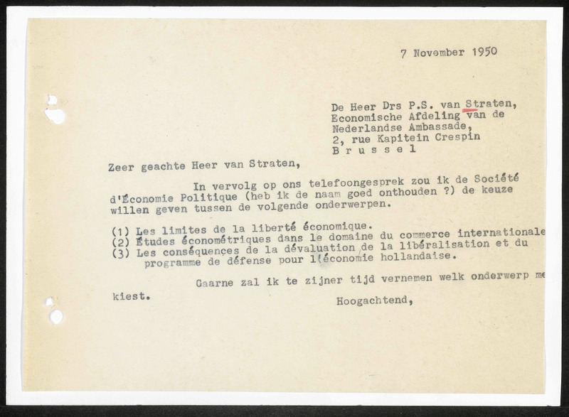 Letter to C. van Straten