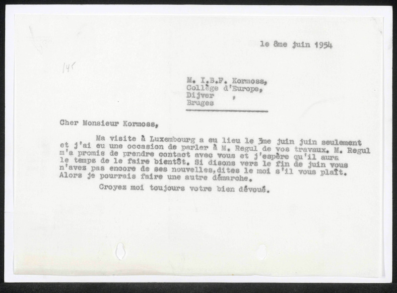 Letter to I.B.F. Kormoss