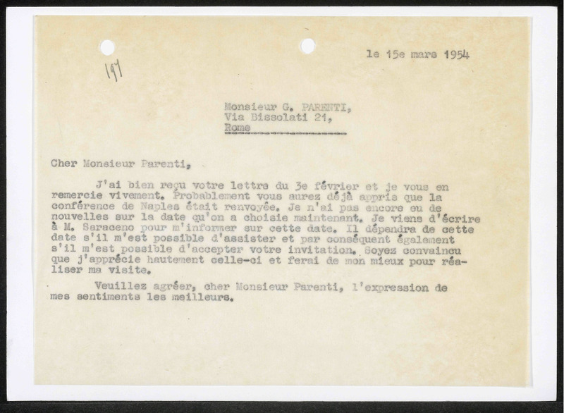 Letter to Giuseppe Parenti