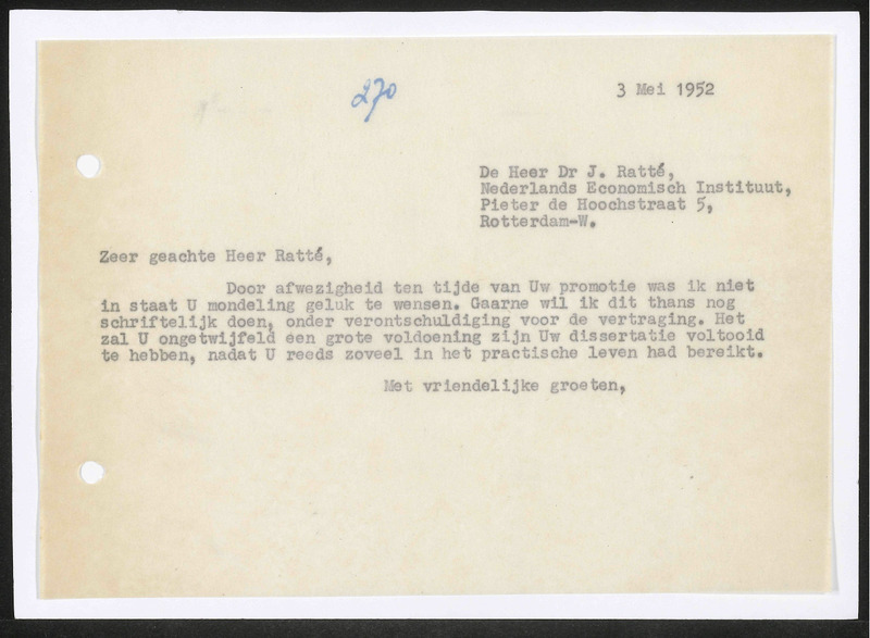 Letter to J. Ratté