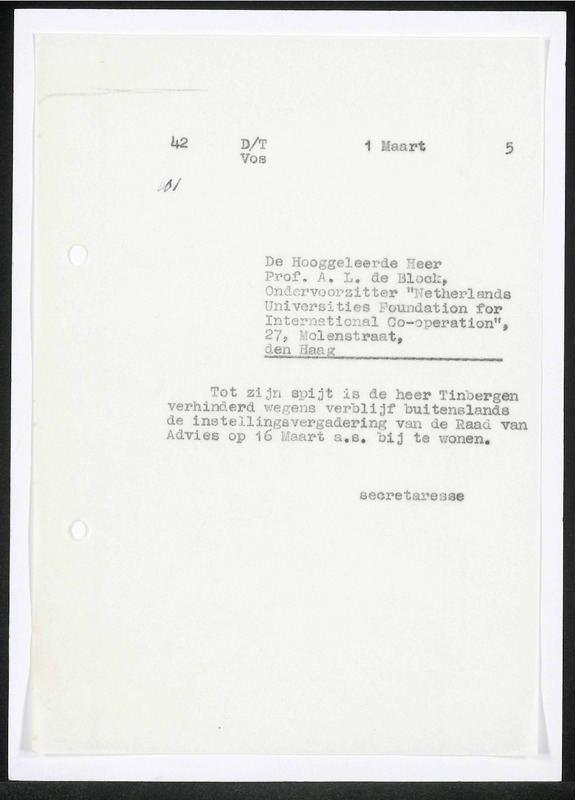 Letter to A.L. de Block
