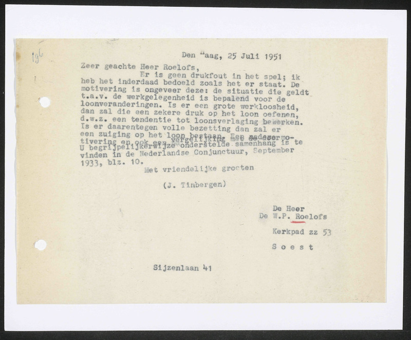 Letter to W.P. Roelofs