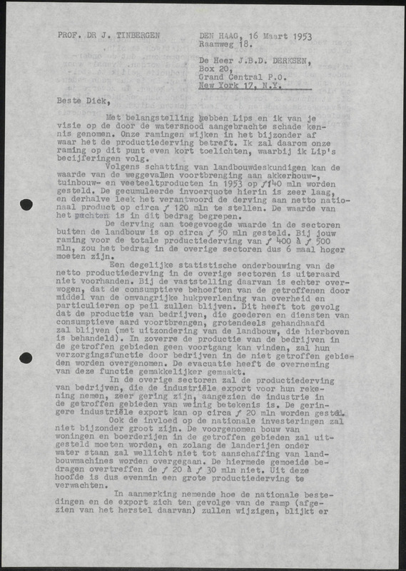 Letter to J.B.D. Derksen