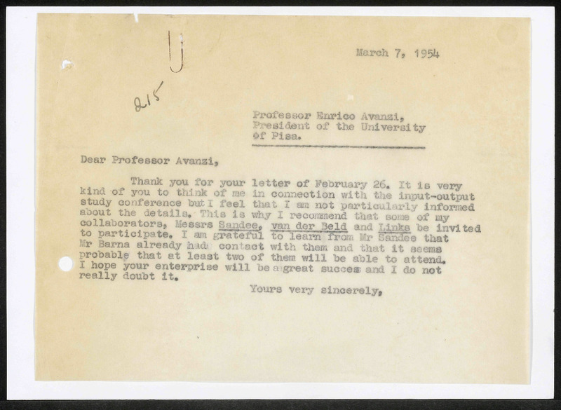Letter to Enrico Avanzi
