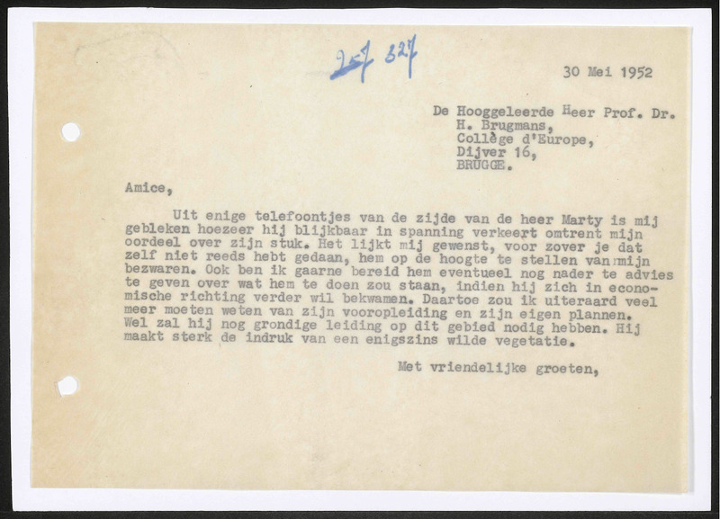 Letter to H. Brugmans