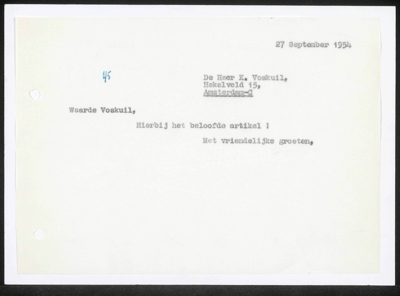 Letter to K. Voskuil
