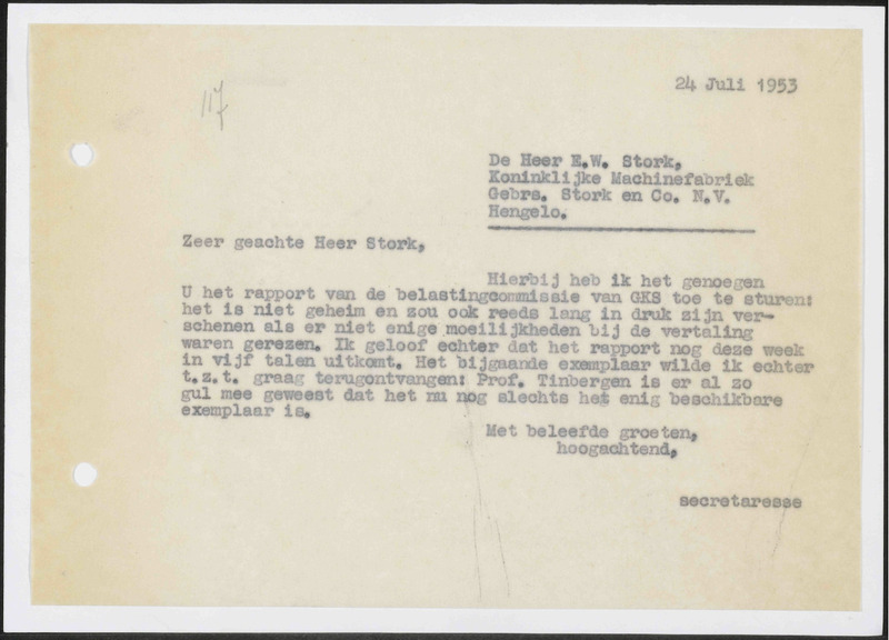Letter to E.W. Stork