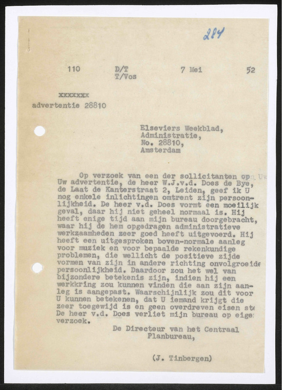 Letter to N.V. Uitgevers-maatschappij Elsevier