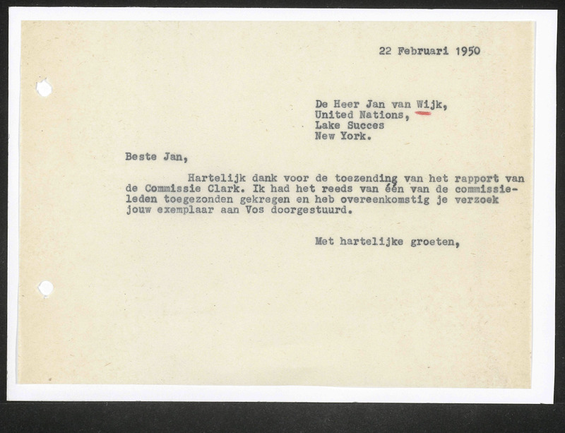 Letter to J. van Wijk