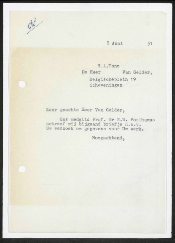 Letter to H.A. van Gelder