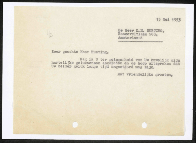 Letter to D.H. Hueting