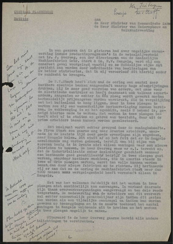 Letter to Ministerie van Economische Zaken