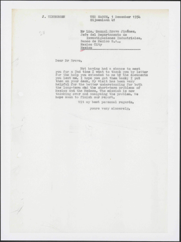 Letter to M. Bravo Jiménez