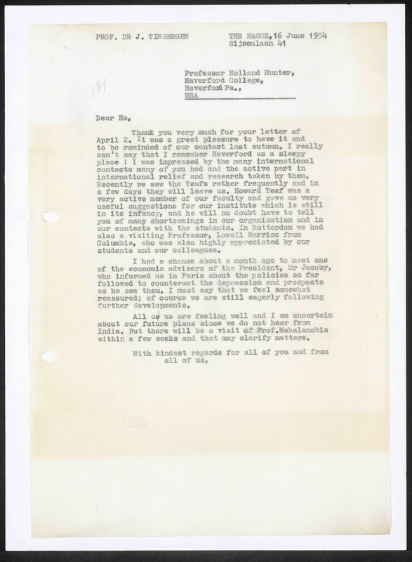 Letter to Holland Hunter