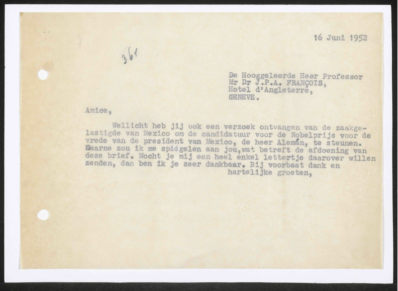 Letter to J.P.A. François
