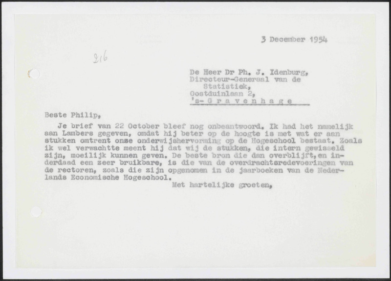 Letter to Ph.J. Idenburg