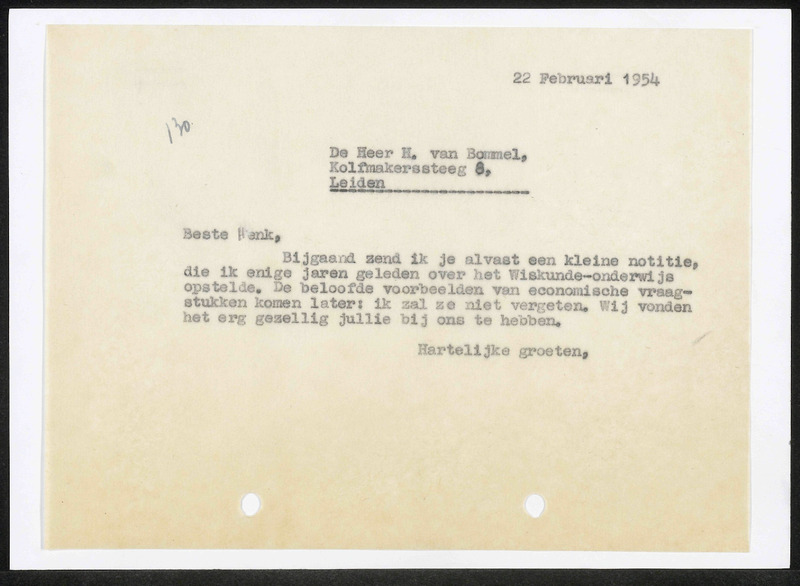 Letter to H. van Bommel