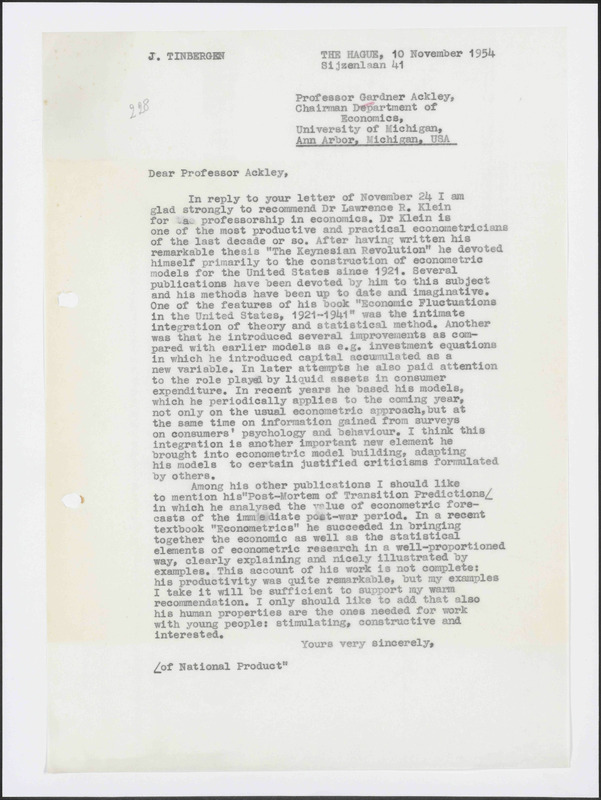 Letter to Gardner Ackley