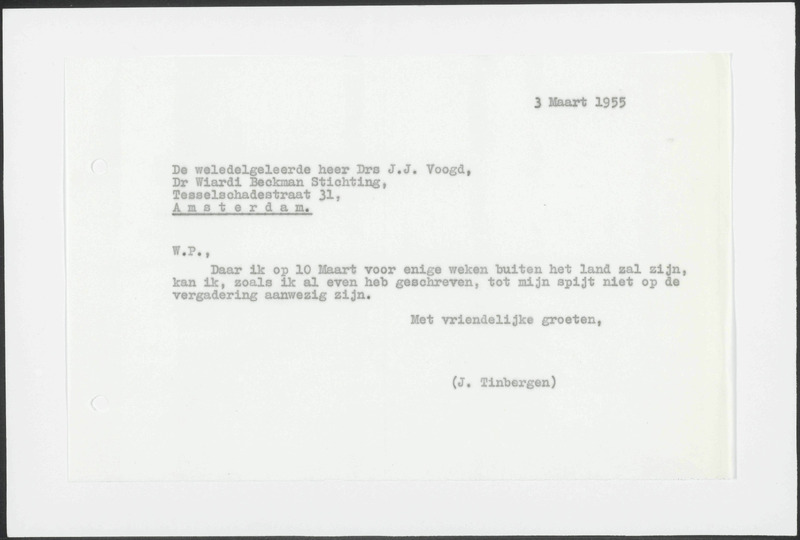 Letter to J.J. Voogd