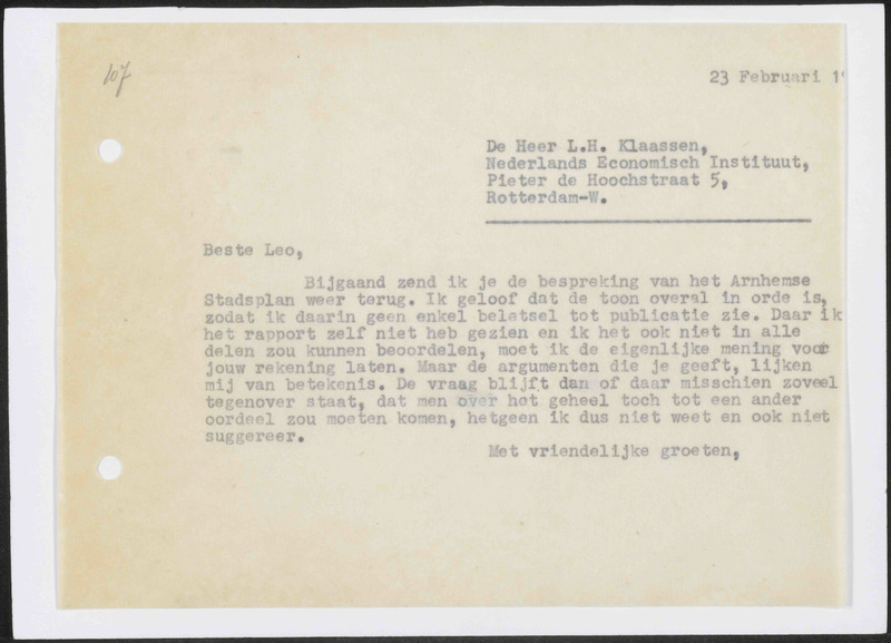 Letter to L.H. Klaassen