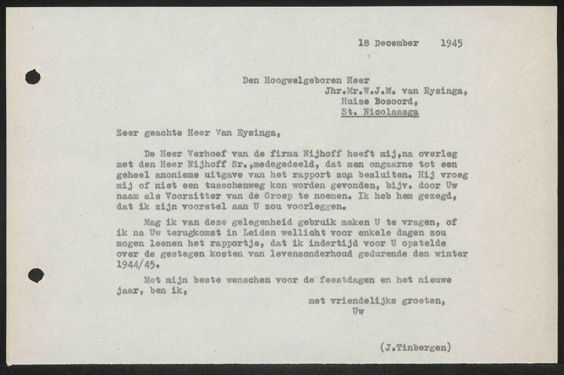 Letter to W.J.M. van Eysinga