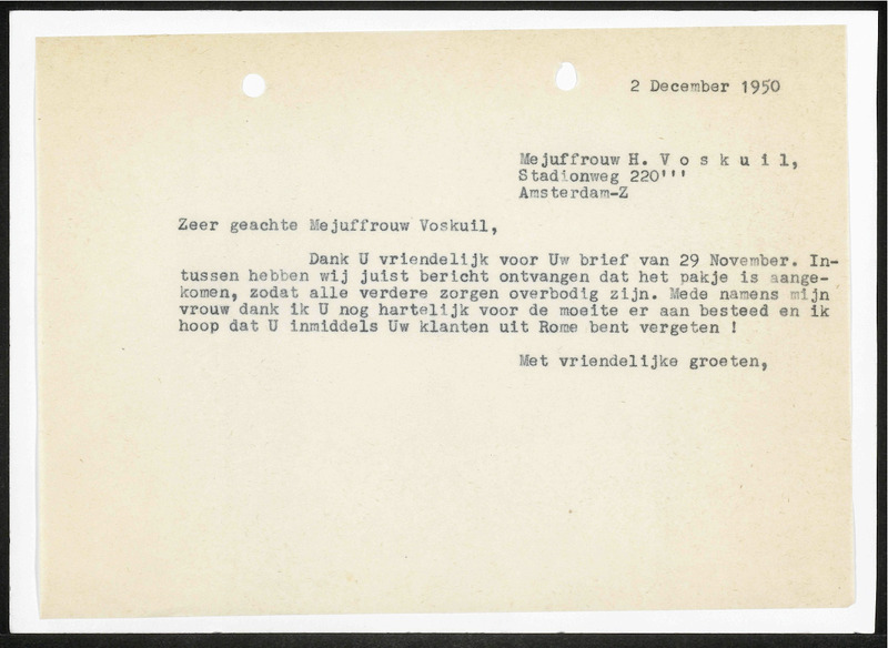Letter to H. Voskuil