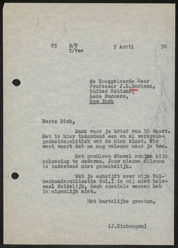Letter to J.B.D. Derksen