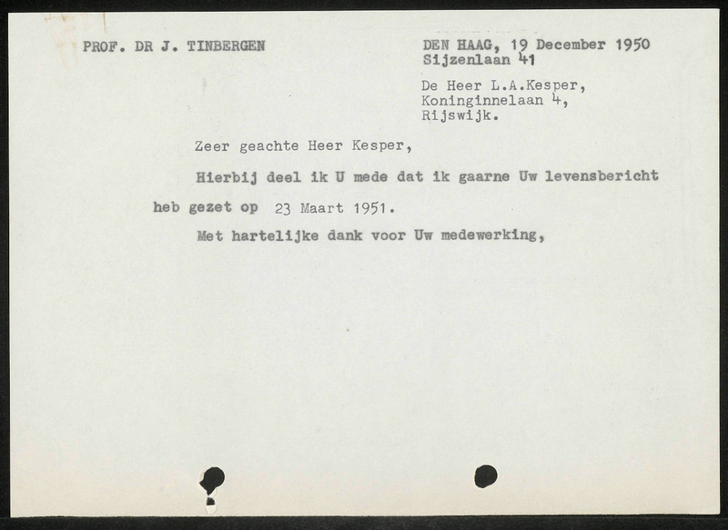 Letter to L.A. Kesper