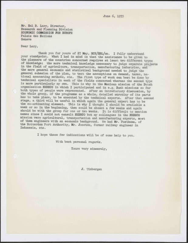 Letter to H.B. Lary