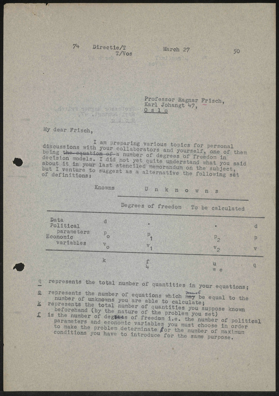 Letter to R. Frisch