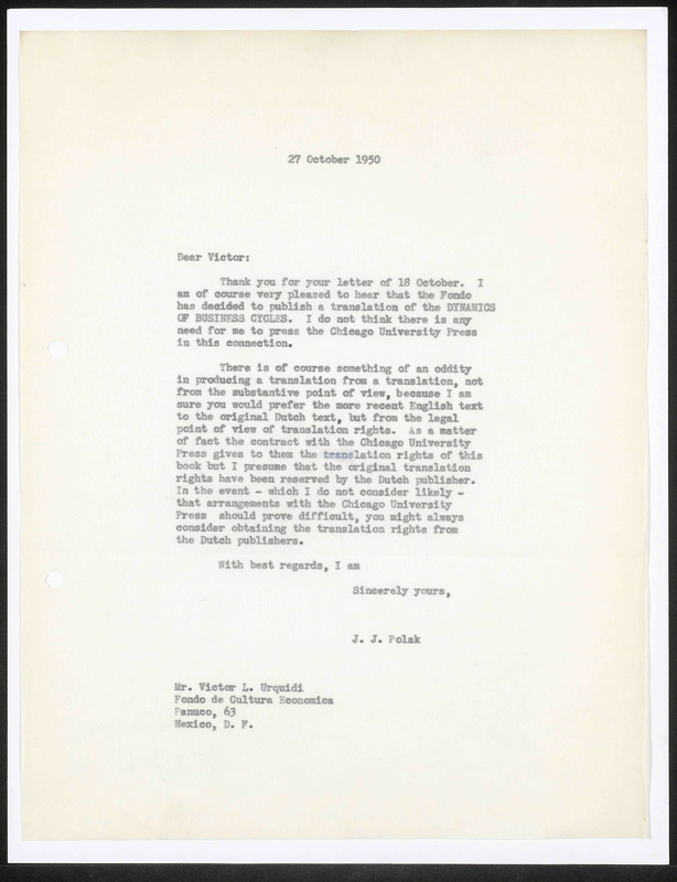 Letter to V.L. Urquidi