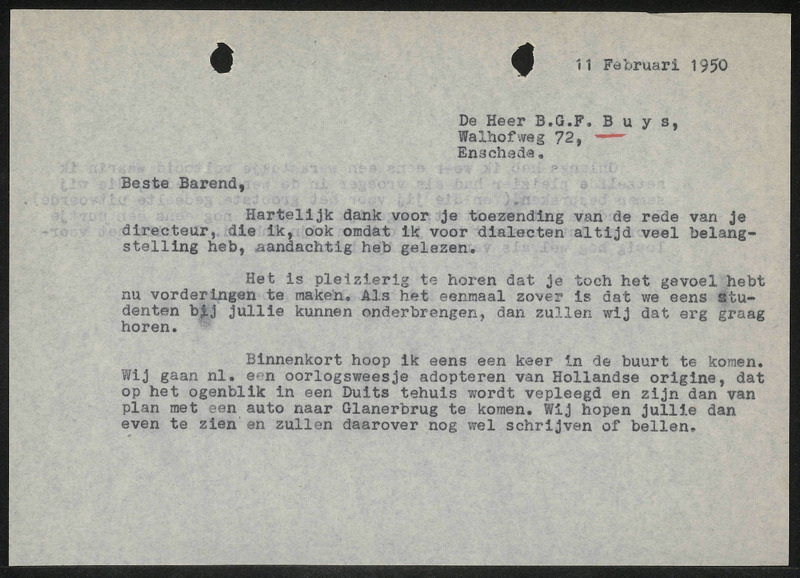 Letter to B.G.F. Buijs