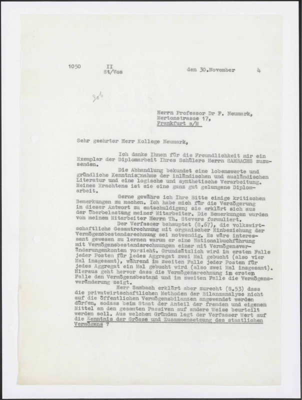 Letter to Fritz Neumark